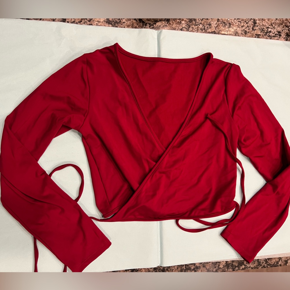 Red wrap top - Picture 2 of 4